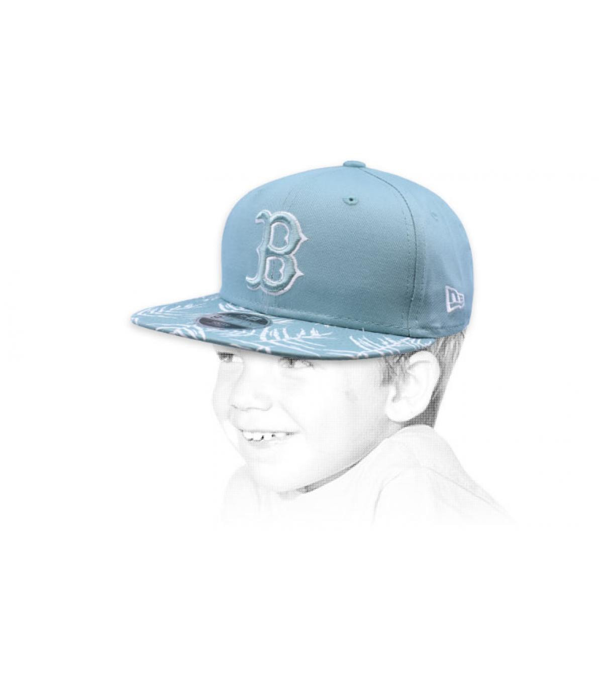 babyblauwe snapback B Kids Palm Print 9Fifty Boston beach kiss blue